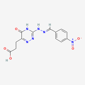 molecular formula C13H12N6O5 B2771663 (E)-3-(3-(2-(4-硝基苯甲亚)肼基)-5-氧代-4,5-二氢-1,2,4-三嗪-6-基)丙酸 CAS No. 536728-04-8