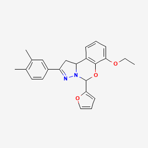 molecular formula C24H24N2O3 B2771665 2-(3,4-二甲基苯基)-7-乙氧基-5-(噻吩-2-基)-5,10b-二氢-1H-苯并[1,5-c][1,3]噁嗪 CAS No. 899746-98-6