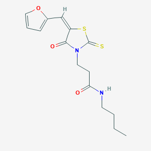 (E)-N-butyl-3-(5-(furan-2-ylmethylene)-4-oxo-2-thioxothiazolidin-3-yl)propanamide