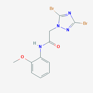 molecular formula C11H10Br2N4O2 B277168 2-(3,5-dibromo-1H-1,2,4-triazol-1-yl)-N-(2-methoxyphenyl)acetamide 