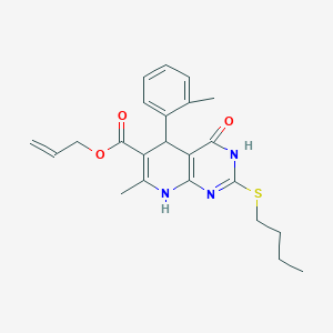 molecular formula C23H27N3O3S B2771684 Allyl 2-(butylthio)-7-methyl-4-oxo-5-(o-tolyl)-3,4,5,8-tetrahydropyrido[2,3-d]pyrimidine-6-carboxylate CAS No. 946358-42-5