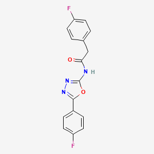 molecular formula C16H11F2N3O2 B2771695 2-(4-fluorophenyl)-N-(5-(4-fluorophenyl)-1,3,4-oxadiazol-2-yl)acetamide CAS No. 899958-61-3