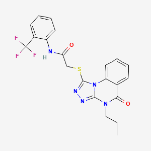 molecular formula C21H18F3N5O2S B2771712 2-({5-氧代-4-丙基-4H,5H-[1,2,4]三唑并[4,3-a]喹唑啉-1-基}硫代)-N-[2-(三氟甲基)苯基]乙酰胺 CAS No. 938675-71-9