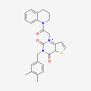 molecular formula C26H25N3O3S B2771713 3-[(3,4-dimethylphenyl)methyl]-1-[2-oxo-2-(1,2,3,4-tetrahydroquinolin-1-yl)ethyl]-1H,2H,3H,4H-thieno[3,2-d]pyrimidine-2,4-dione CAS No. 1252913-17-9