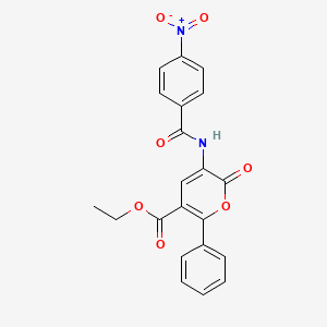 molecular formula C21H16N2O7 B2771719 ethyl 3-[(4-nitrobenzoyl)amino]-2-oxo-6-phenyl-2H-pyran-5-carboxylate CAS No. 338418-35-2