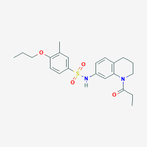 molecular formula C22H28N2O4S B2771739 3-methyl-N-(1-propionyl-1,2,3,4-tetrahydroquinolin-7-yl)-4-propoxybenzenesulfonamide CAS No. 1021073-38-0