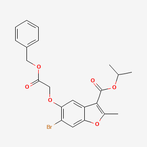 molecular formula C22H21BrO6 B2771740 Isopropyl 5-[2-(benzyloxy)-2-oxoethoxy]-6-bromo-2-methyl-1-benzofuran-3-carboxylate CAS No. 315237-17-3