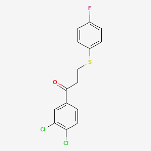 molecular formula C15H11Cl2FOS B2771756 1-(3,4-Dichlorophenyl)-3-[(4-fluorophenyl)sulfanyl]-1-propanone CAS No. 882749-36-2