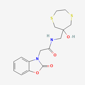 N-[(6-hydroxy-1,4-dithiepan-6-yl)methyl]-2-(2-oxo-2,3-dihydro-1,3-benzoxazol-3-yl)acetamide