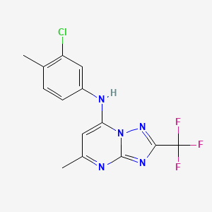 molecular formula C14H11ClF3N5 B2771767 N-(3-chloro-4-methylphenyl)-5-methyl-2-(trifluoromethyl)-[1,2,4]triazolo[1,5-a]pyrimidin-7-amine CAS No. 890622-16-9