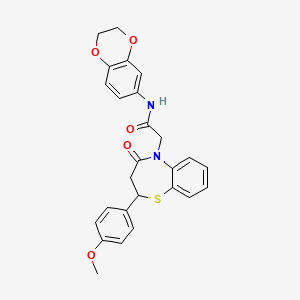molecular formula C26H24N2O5S B2771768 N-(2,3-dihydrobenzo[b][1,4]dioxin-6-yl)-2-(2-(4-methoxyphenyl)-4-oxo-3,4-dihydrobenzo[b][1,4]thiazepin-5(2H)-yl)acetamide CAS No. 847486-72-0