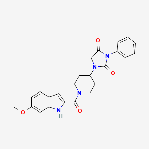 molecular formula C24H24N4O4 B2771779 1-(1-(6-methoxy-1H-indole-2-carbonyl)piperidin-4-yl)-3-phenylimidazolidine-2,4-dione CAS No. 2034284-43-8