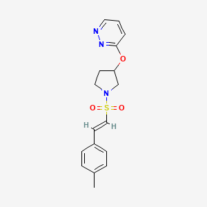 molecular formula C17H19N3O3S B2771780 (E)-3-((1-((4-methylstyryl)sulfonyl)pyrrolidin-3-yl)oxy)pyridazine CAS No. 2035008-18-3