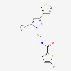 molecular formula C17H16ClN3OS2 B2771785 5-chloro-N-(2-(5-cyclopropyl-3-(thiophen-3-yl)-1H-pyrazol-1-yl)ethyl)thiophene-2-carboxamide CAS No. 2034633-80-0