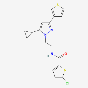 molecular formula C17H16ClN3OS2 B2771785 5-氯-N-(2-(5-环丙基-3-(噻吩-3-基)-1H-吡唑-1-基)乙基)噻吩-2-甲酰胺 CAS No. 2034633-80-0