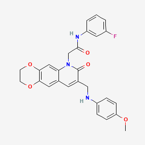 N-(3-fluorophenyl)-2-(8-{[(4-methoxyphenyl)amino]methyl}-7-oxo-2H,3H,6H,7H-[1,4]dioxino[2,3-g]quinolin-6-yl)acetamide