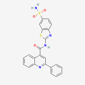 molecular formula C23H16N4O3S2 B2771799 2-phenyl-N-(6-sulfamoyl-1,3-benzothiazol-2-yl)quinoline-4-carboxamide CAS No. 361168-16-3
