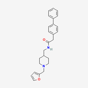 molecular formula C25H28N2O2 B2771805 2-([1,1'-biphenyl]-4-yl)-N-((1-(furan-2-ylmethyl)piperidin-4-yl)methyl)acetamide CAS No. 953915-92-9