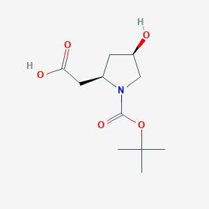 molecular formula C11H19NO5 B2771812 2-[(2R,4R)-4-Hydroxy-1-[(2-methylpropan-2-yl)oxycarbonyl]pyrrolidin-2-yl]acetic acid CAS No. 2166194-03-0