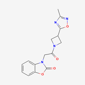 molecular formula C15H14N4O4 B2771821 3-(2-(3-(3-甲基-1,2,4-噁二唑-5-基)氮杂环丁烷-1-基)-2-酮乙基)苯并[d]噁唑-2(3H)-酮 CAS No. 1286710-19-7