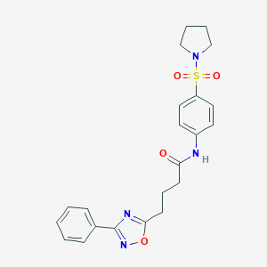 molecular formula C22H24N4O4S B277183 4-(3-phenyl-1,2,4-oxadiazol-5-yl)-N-[4-(pyrrolidin-1-ylsulfonyl)phenyl]butanamide 