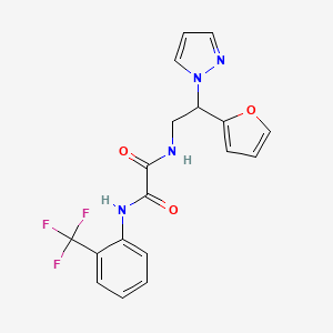 molecular formula C18H15F3N4O3 B2771846 N1-(2-(furan-2-yl)-2-(1H-pyrazol-1-yl)ethyl)-N2-(2-(trifluoromethyl)phenyl)oxalamide CAS No. 2034491-61-5