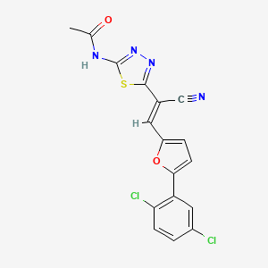 (E)-N-(5-(1-cyano-2-(5-(2,5-dichlorophenyl)furan-2-yl)vinyl)-1,3,4-thiadiazol-2-yl)acetamide