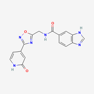 molecular formula C16H12N6O3 B2771877 N-((3-(2-oxo-1,2-dihydropyridin-4-yl)-1,2,4-oxadiazol-5-yl)methyl)-1H-benzo[d]imidazole-5-carboxamide CAS No. 2034418-10-3