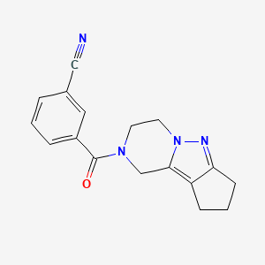 molecular formula C17H16N4O B2771879 3-(2,3,4,7,8,9-hexahydro-1H-cyclopenta[3,4]pyrazolo[1,5-a]pyrazine-2-carbonyl)benzonitrile CAS No. 2034509-51-6