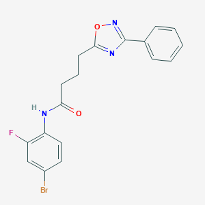 molecular formula C18H15BrFN3O2 B277188 N-(4-bromo-2-fluorophenyl)-4-(3-phenyl-1,2,4-oxadiazol-5-yl)butanamide 