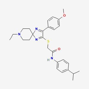 molecular formula C27H34N4O2S B2771901 2-((8-ethyl-3-(4-methoxyphenyl)-1,4,8-triazaspiro[4.5]deca-1,3-dien-2-yl)thio)-N-(4-isopropylphenyl)acetamide CAS No. 1215658-26-6