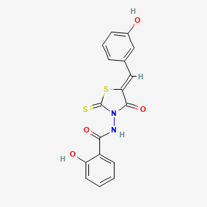 molecular formula C17H12N2O4S2 B2771930 2-羟基-N-[(5Z)-5-[(3-羟基苯基)甲亚甲基]-4-氧代-2-硫代-1,3-噻唑烷-3-基]苯甲酰胺 CAS No. 299952-93-5