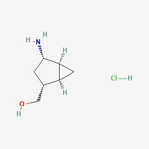 molecular formula C7H14ClNO B2771937 [(1R,2R,4S,5S)-4-Amino-2-bicyclo[3.1.0]hexanyl]methanol;hydrochloride CAS No. 2309431-91-0