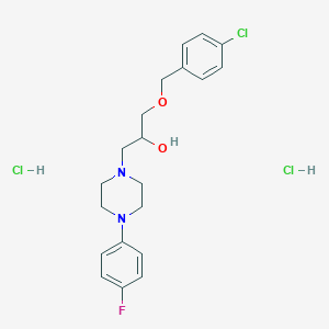 molecular formula C20H26Cl3FN2O2 B2771938 1-[(4-chlorophenyl)methoxy]-3-[4-(4-fluorophenyl)piperazin-1-yl]propan-2-ol Dihydrochloride CAS No. 478785-05-6
