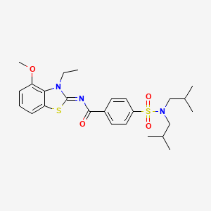 molecular formula C25H33N3O4S2 B2771957 (Z)-4-(N,N-diisobutylsulfamoyl)-N-(3-ethyl-4-methoxybenzo[d]thiazol-2(3H)-ylidene)benzamide CAS No. 533868-40-5