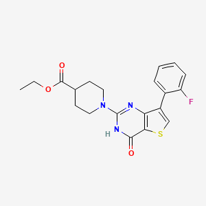 molecular formula C20H20FN3O3S B2771961 Ethyl 1-[7-(2-fluorophenyl)-4-oxo-3,4-dihydrothieno[3,2-d]pyrimidin-2-yl]piperidine-4-carboxylate CAS No. 1243106-58-2