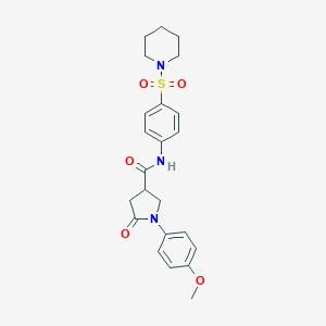 molecular formula C23H27N3O5S B277198 1-(4-methoxyphenyl)-5-oxo-N-[4-(piperidinosulfonyl)phenyl]-3-pyrrolidinecarboxamide 