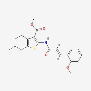 molecular formula C21H23NO4S B2771981 (E)-methyl 2-(3-(2-methoxyphenyl)acrylamido)-6-methyl-4,5,6,7-tetrahydrobenzo[b]thiophene-3-carboxylate CAS No. 685850-53-7