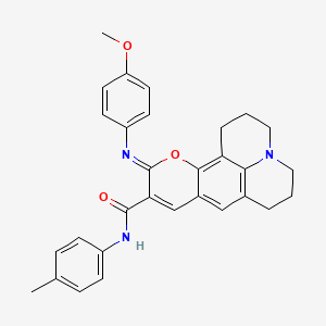 (11Z)-11-[(4-methoxyphenyl)imino]-N-(4-methylphenyl)-2,3,6,7-tetrahydro-1H,5H,11H-pyrano[2,3-f]pyrido[3,2,1-ij]quinoline-10-carboxamide