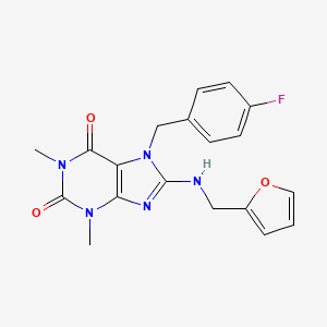 molecular formula C19H18FN5O3 B2771994 7-(4-fluorobenzyl)-8-[(2-furylmethyl)amino]-1,3-dimethyl-3,7-dihydro-1H-purine-2,6-dione CAS No. 327097-91-6