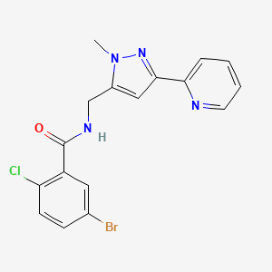 5-Bromo-2-chloro-N-[(2-methyl-5-pyridin-2-ylpyrazol-3-yl)methyl]benzamide