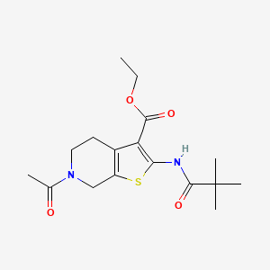 molecular formula C17H24N2O4S B2771996 乙酸乙酯 6-乙酰基-2-异丙酰胺-4,5,6,7-四氢噻吩[2,3-c]吡啶-3-甲酸酯 CAS No. 342887-78-9
