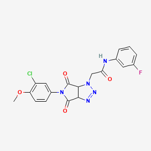 molecular formula C19H15ClFN5O4 B2772005 2-[5-(3-chloro-4-methoxyphenyl)-4,6-dioxo-4,5,6,6a-tetrahydropyrrolo[3,4-d][1,2,3]triazol-1(3aH)-yl]-N-(3-fluorophenyl)acetamide CAS No. 1052605-95-4