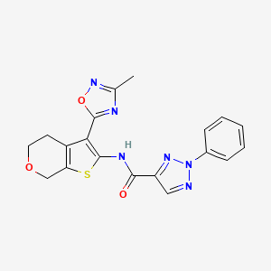molecular formula C19H16N6O3S B2772012 N-(3-(3-methyl-1,2,4-oxadiazol-5-yl)-5,7-dihydro-4H-thieno[2,3-c]pyran-2-yl)-2-phenyl-2H-1,2,3-triazole-4-carboxamide CAS No. 2034401-69-7