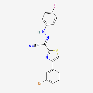 molecular formula C17H10BrFN4S B2772014 (2E)-4-(3-bromophenyl)-N-(4-fluoroanilino)-1,3-thiazole-2-carboximidoyl cyanide CAS No. 477191-00-7