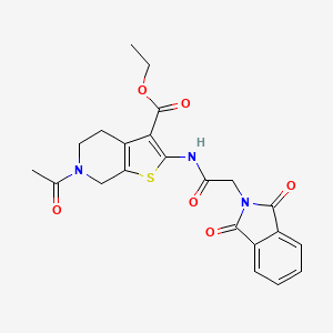 molecular formula C22H21N3O6S B2772016 乙酸6-乙酰基-2-(2-(1,3-二氧杂-2-吲哚基)乙酰胺基)-4,5,6,7-四氢噻吩[2,3-c]吡啶-3-羧酸乙酯 CAS No. 920467-95-4