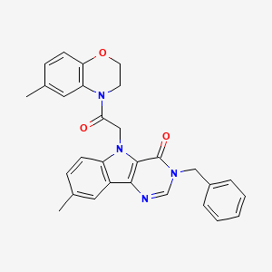 3-benzyl-8-methyl-5-[2-(6-methyl-3,4-dihydro-2H-1,4-benzoxazin-4-yl)-2-oxoethyl]-3H,4H,5H-pyrimido[5,4-b]indol-4-one