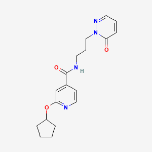molecular formula C18H22N4O3 B2772036 2-(环戊氧基)-N-(3-(6-氧代吡啶并[1(6H)]-基)丙基)异吡啶甲酰胺 CAS No. 2034366-59-9