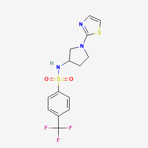 molecular formula C14H14F3N3O2S2 B2772041 N-(1-(噻唑-2-基)哌咪啉-3-基)-4-(三氟甲基)苯磺酰胺 CAS No. 1797710-13-4