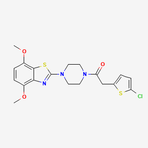 molecular formula C19H20ClN3O3S2 B2772046 2-(5-Chlorothiophen-2-yl)-1-(4-(4,7-dimethoxybenzo[d]thiazol-2-yl)piperazin-1-yl)ethanone CAS No. 921777-82-4